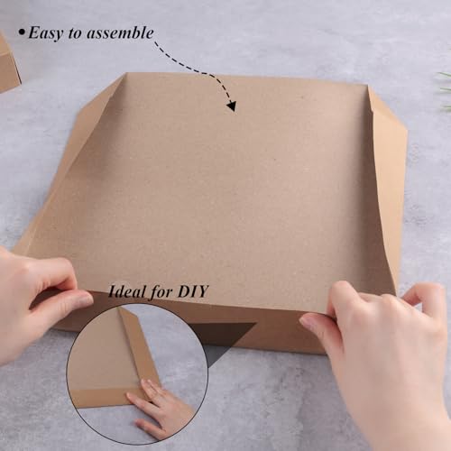 JOHOUSE 5PCS Gift Boxes with Lids, Gift Box Bulk Brown Shirt Boxes for Gifts 11.8 x 9.5 x 1.6 Inches - Thumbnail 3