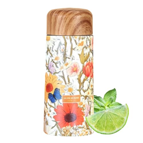 Botella de agua aislada al vacío, botella aislada con tapa de grano de madera, taza de hidratación portátil para gimnasio, camping, taza de hidratación para niños, niñas, adolescentes y adultos