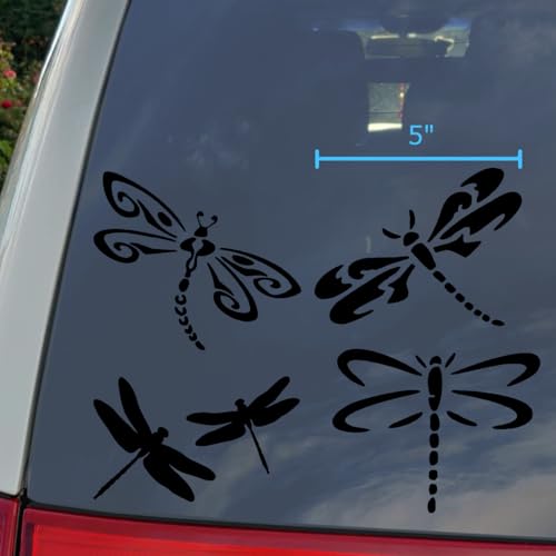 Image of Dragonfly Decals 4 Pack (Black, Large ~5 inch)