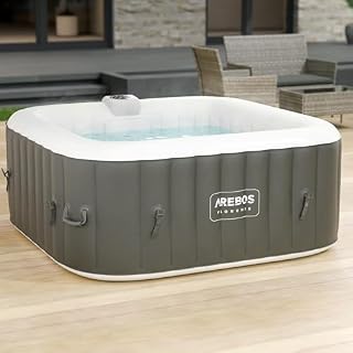 Arebos spa gonflable 4 places, 154 x 154 cm avec chauffage et massage