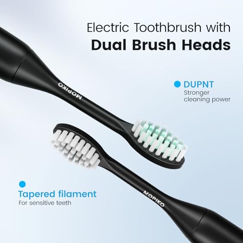 MOPIKO Sonic Electric Toothbrush for Adults - Type C Rechargeable Portable 3 Modes Black Sonic Electric Toothbrush with Travel Kit - Image 5
