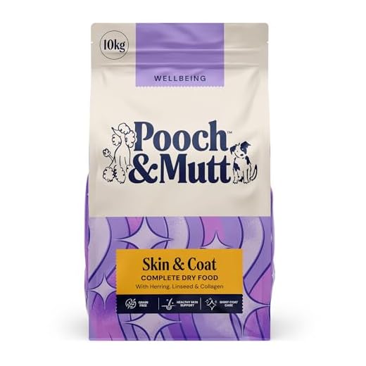 Pooch & Mutt - Soft & Shiny - Getreidefreies Trockenfutter mit Hering & Leinsamen für ausgewachsene Hunde zur Unterstützung von Haut & Fell, 10 kg Beutel.