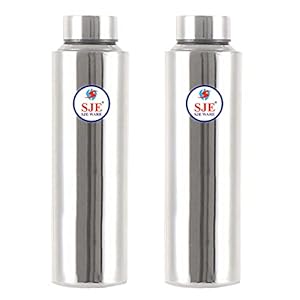 SJEWARE Stainless Steel Water Bottle, Fridge Bottle Set of 2 pcs, Size: 1 Litre