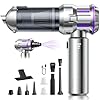 Handheld Vacuum Cleaner, 22000Pa 4-in-1 Car Vacuum Cleaner Cordless, 3 Speed Brushless Motor Mini Hoover with One-Touch Cleaning, Rechargeable Portable Air Duster for Home Car Office Pet Hair, Silver