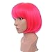 Produktbild bestung 25,4 cm kurz gerade Flapper Bob Perücken Kunsthaar Hitzebeständig Cosplay Party Kostüm Halloween Haar Perücke (tf2315-hot Pink).