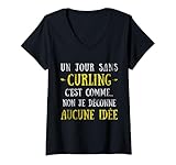 Mujer Un Día Sin Curling Es como No No No Me Estoy Jugando Ninguna Idea Camiseta Cuello V