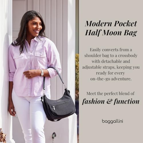 Baggallini Modern Pocket Half Moon 11"x10.5" Shoulder Women W/Replaceable Straps Converts to Crossbody Bag2