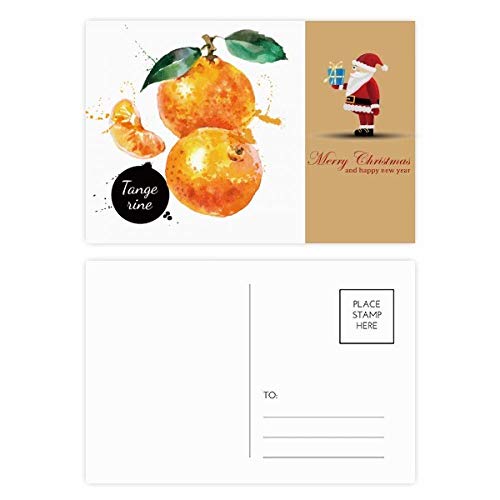 Cartes postales Père Noël aquarelle et mandarines pour embellir vos tables de fête