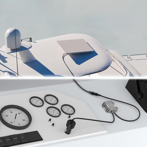 Convertidor de 12V a 30V CC Yanmis con enchufe de mechero y cable impermeable IP68 para barcos 4
