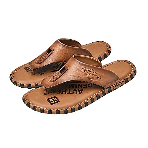 Tongs d'été pour hommes chaussures plage cuir à clip plates