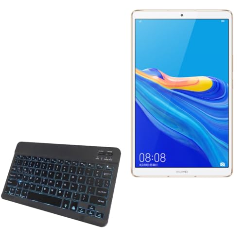 BoxWave Keyboard Compatible with Huawei MediaPad M6 8.4 - SlimKeys Bluetooth Keyboard - with Backlight, Portable Slim LED 7 Colors - Jet Black