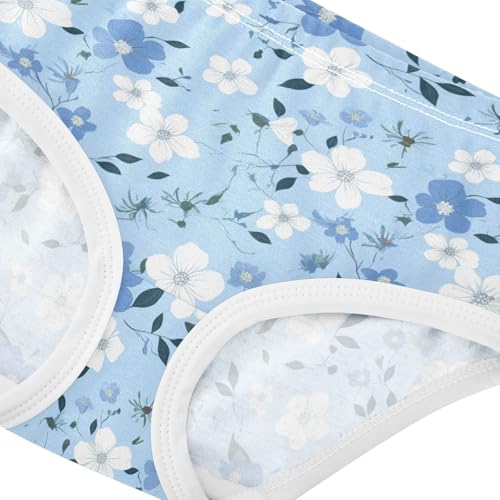 Wusikd Blue Floral Girls' Underwear Cotton Girls Briefs Soft Toddler Underwear 2T4