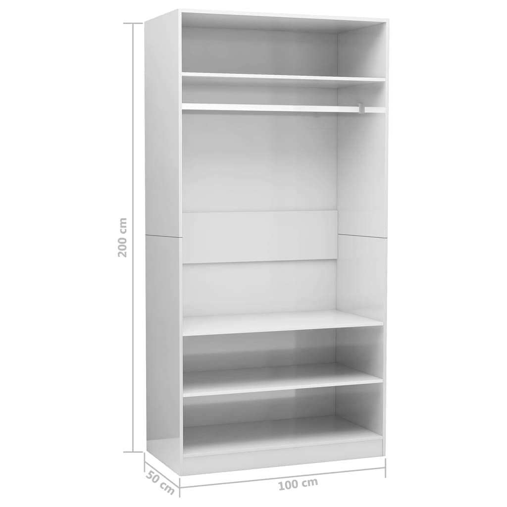SKM 800231 Wardrobe High-Gloss White 100 x 50 x 200 cm Wood Material  Weight: 61.7 kg : Amazon.de: Home & Kitchen