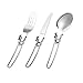 OFKPO Cubiertos de Acero Inoxidable Plegables Portátil, 3 pcs Cuchara, Tenedor y Cuchillo para Camping, Viajar, Aire libre etc