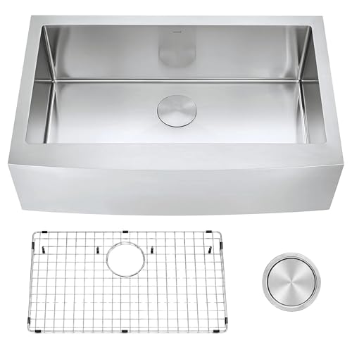 Zuhnë Prato 33 Farmhouse Kitchen Sink, 16 Gauge...
