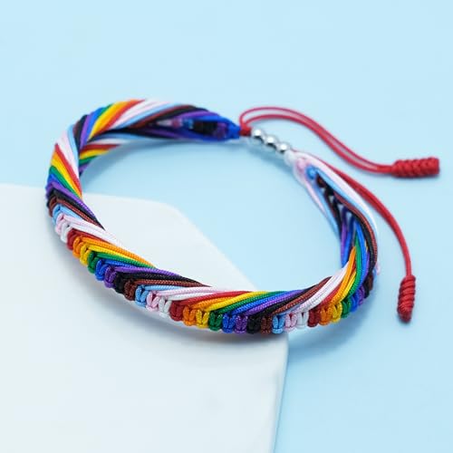LAMIBEE Bisexual Pansexuality LGBT Proud Love Tibetan Wrist Wrap Bracelet | Amulet and Boho Rope Bracelet Bangles for Women Men Thread for Him and Her 5