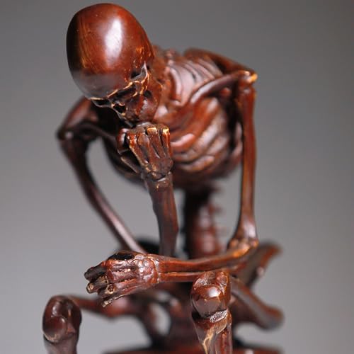 Escultura de Esqueleto Pensante en Bronce 8x6x4 in miniatura 4