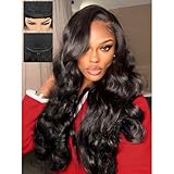 Body Wave Half Wig Human Hair 200% Density 3 In 1 Seamless Flip Over Glueless Wigs with Drawstring Beginner Friendly Headband Wig for Black Women Daily Wear 18inch