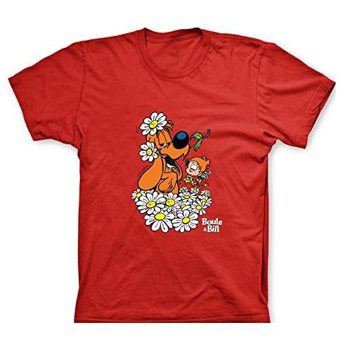 T-shirt enfant Boule et Bill rouge 100% coton imprimé BD taille 8 ans