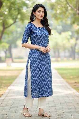 Image of Cotton Pochampally ikat unstitched blouse, Kurthi, long frock fabric material for women (1 meter, 2 meters & 3 meters)