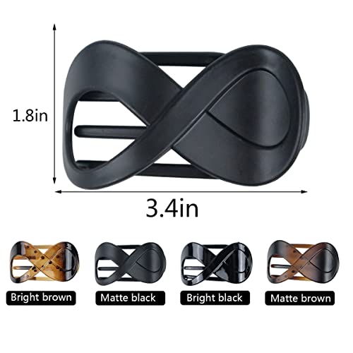 4 PCS Hair Claw Clips Black Hair Clips Large Acrylic Non slip Hair Claw Clip French Matte Hair Clips 4 Colors Hair Accessories for Girls and Women(Bright black - Image 2