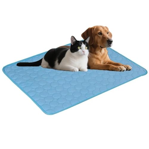特大犬用クールマット - 大型・小型犬・猫用セルフクーリングペットパッド - 耐久性があり、洗濯機で洗えるソファ、ベッド、床用ブランケット - 夏用アイスパッド 屋内/屋外用(Blue,M 62x50cm)