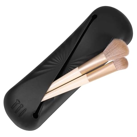 PNEUICALLY Makeup Brush Holder Large Capacity Travel Silicone Makeup Brush Bag Portable Makeup Brush Travel Case Soft and Sleek Travel Essentials (Black) Cover