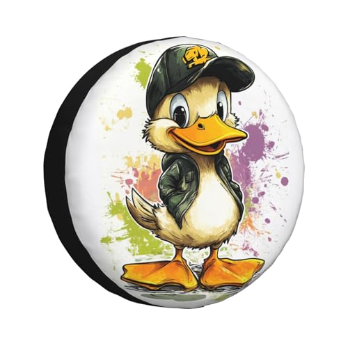 Image of Cute Duck Spare Tire Cover Universal Wheel Tire Cover Funny Cartoon Duck Tire Protectors for Travel Trailer Rv SUV Truck Camper and Many Vehicle 16 Inch