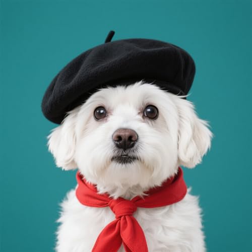 Set Disfraz Artista para Perro Boina Roja y Pañuelo miniatura 2