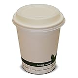 50-12oz (340ml) Disposable Biodegradable & Compostable Paper Coffee Cups with Compostable Sip Lids (12oz (340Ml) 50 Pack)