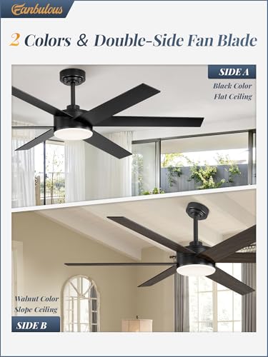 Image of Fanbulous 56 inch Outdoor Ceiling Fans with Lights, Dimmable 3CCT, Black
