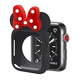 SPCEUTOH iWatch Case Series 4 for Apple Watch 40mm Nike+,Sport,Edition All Models,Polka Dots Cartoon Mouse Ears Rugged Protective Slim Shock Resistant TPU Watch Case (Black Red)