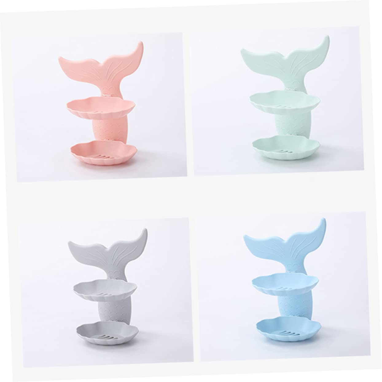 Jabonera con Drenaje, Soporte montado en la Pared, Estante de Concha 2 uds, pez Dorado Doble Capa, fácil Limpiar