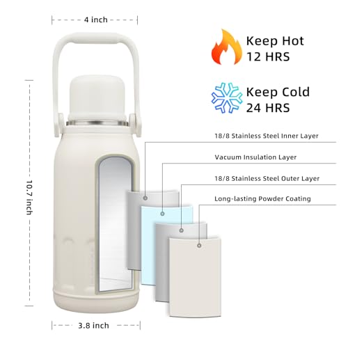 Image of BJPKPK Stainless Steel Insulated Bottle with Handle & Strap, 40oz