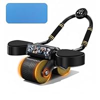 Bauchroller mit Rebound & Timer – Automatisches Bauchrad mit Ellbogenstütze & Doppelrädern – Core Roller für Sixpack Training & Planks – Fitnessgerät für Zuhause (bis 150 kg)