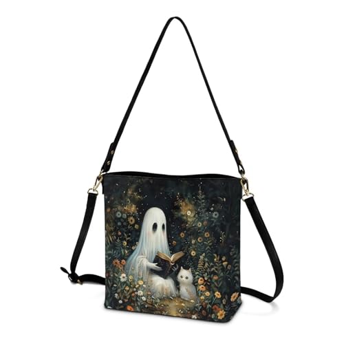 Image of HUGS IDEA Boho Bags for Women Leather Handbag Shoulder Bucket Crossbody Purse