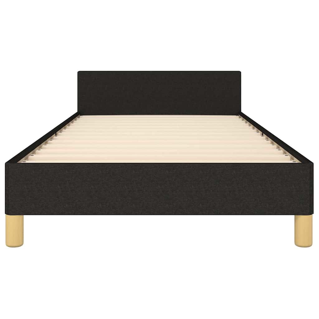 Hothingwell Telaio Letto senza Materasso Nero 100x200 Cm Tessuto | Testina regolabile in altezza, piedi robusti, doghe in contropiastra, supporto posteriore per lettura
