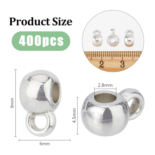 DICOSMETIC 400Pcs Bail Beads Platinum Loop Bails CCB Plastic Tube Bails Connector Spacer Beads Hanger Charm Connector Hanger Beads for DIY Bracelet Jewelry Making Hole: 2.8mm - Image 2
