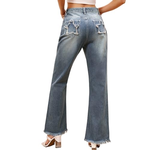 Vintage Star Jeans voor dames, hoge taille, wijde pijpen, Y2k, rekbaar