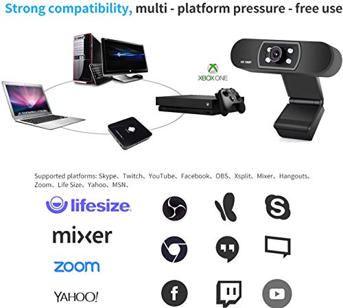 1080P Webcam with Microphone, Web Camera Full HD 1080P, for PC Laptop Desktop Video Calling, Conferencing, Compatible with Windows 10, 8, 7, XP and Mac OS X - Thumbnail 7
