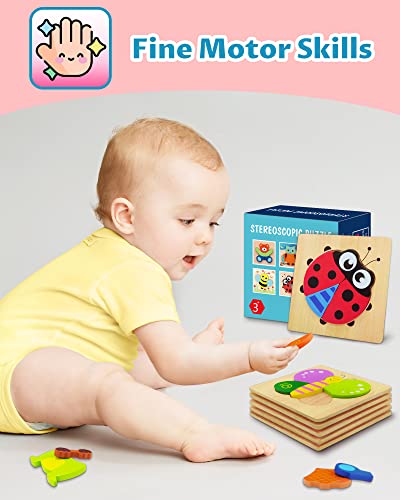 Bekayshad Wooden Puzzles Toddler Toys Gifts For 1 2 3 Year Old Boys Girls, Animal Jigsaw Puzzles Montessori Toys, Learning Educational Christmas Birthday Gifts For Girls Boys Ages 1-3 #TOP3
