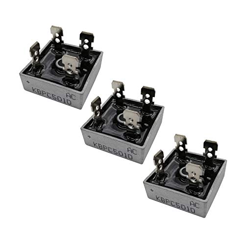 HUABAN 3PCS KBPC5010 Diodo rectificador de puente de silicio 50A 1000V KBPC Onda completa monofásica 50 Amp 1000 Volt Cover