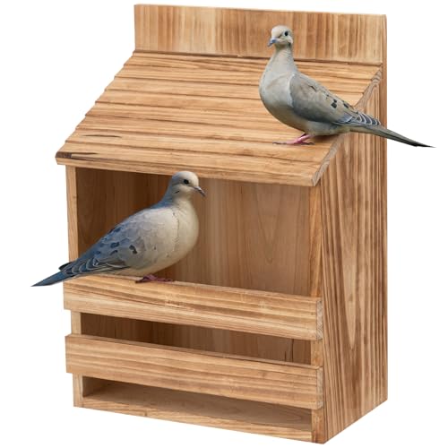 Briwooody Wooden Open Mourning Dove Nesting Box for Outside Dove Bird House 14 H x 10 W x 6 L Inches Bird Nesting and Roosting Platform Hanging Birdhouse Garden Decoration