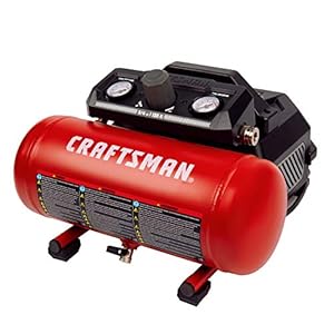 Craftsman Air Compressor, 1.5 Gallon 3/4 HP Max 135 PSI Pressure, 1.5 CFM@90psi and 2.2 CFM@40psi, Stainless Steel Portable Oil Free Maintenance Free Compressor, CMXECXA0200141A