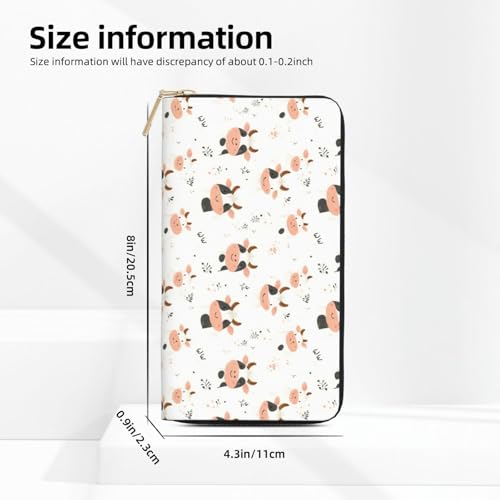 Cow Cute Print Wallet Women Men, Long PU Leather Wallets for Women, Cute Womens Travel Wallet Purse Pouch with Zipper Pocket3