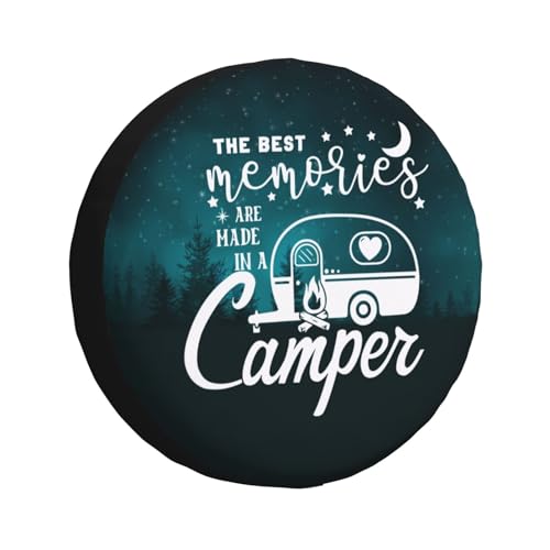 Image of The Best Memories are Made Camping Spare Tire Cover Universal Fit for Trailer RV SUV Truck Camper Weatherproof Wheel Cover 14 inch