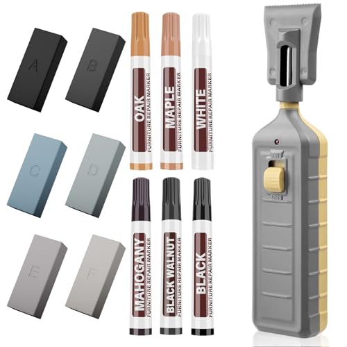 Image of 6 Colors Laminate Floor Wax with Wood Furniture Touch Up Marker，Vinyl Laminate Hardwood Floor Repair Kit, Professional Restore Any Scratches, Stains, Cracks, Hole for Floor, Door, Cabinet