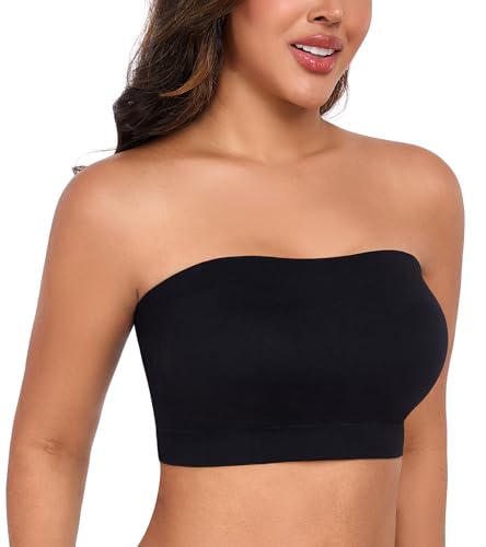 Image of DotVol Women's Strapless Bandeau Wireless Tube Top Everyday Bra | Non-slip, Plus Size, Lightly Padded, Seamless, Multiway