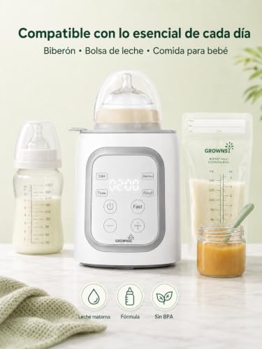 Miniatura 9 de Grownsy Calentador De Biberones 10 En 1 Para Bebé Compatible Con Todas Las Botellas, Temporizador, Control Preciso De Temperatura Y Apagado Automático Calienta Leche Y Alimentos