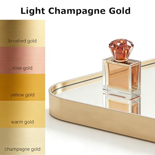 Image of USHOWER Gold Bathroom Mirror 22 inchx30 inch, Brushed Champagne Gold Rectangle Mirror for Over Sink, Aluminum Frame, Anti-Rust, Tempered Glass, Horizontal or Vertical Mounted